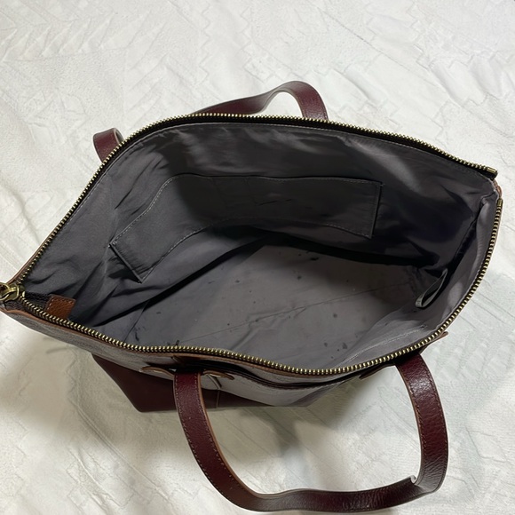 Fossil Felicity Satchel Tote Bordeaux Leather Bag Purse Double Shoulder Strap - Picture 12 of 16